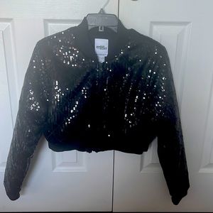 Rare Jeremy Scott Adidas Cropped Sequin Bomber Jacket
